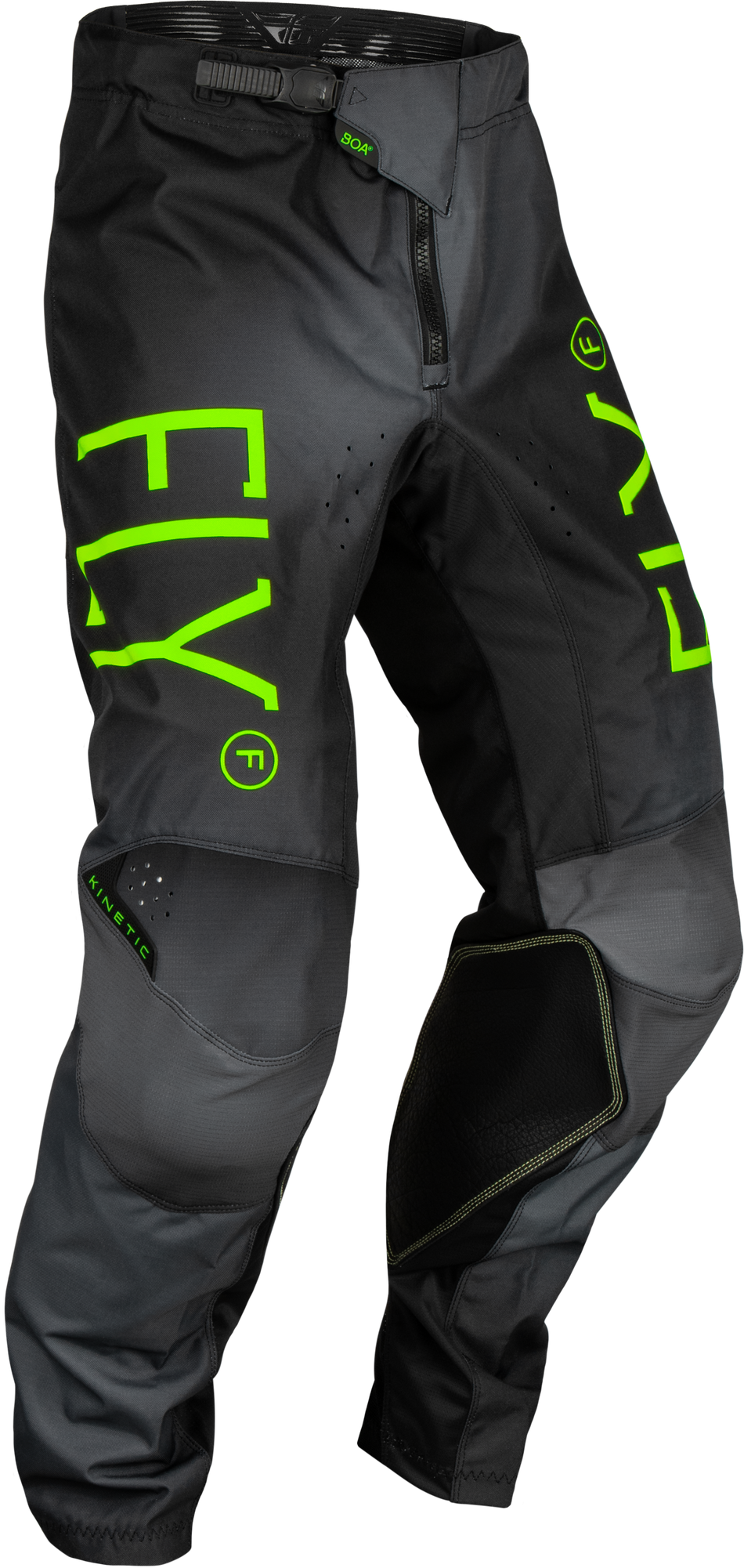 FLY RACING Youth Kinetic Prodigy Pants Char/Neon Green/True Blu Sz 18 377-53618