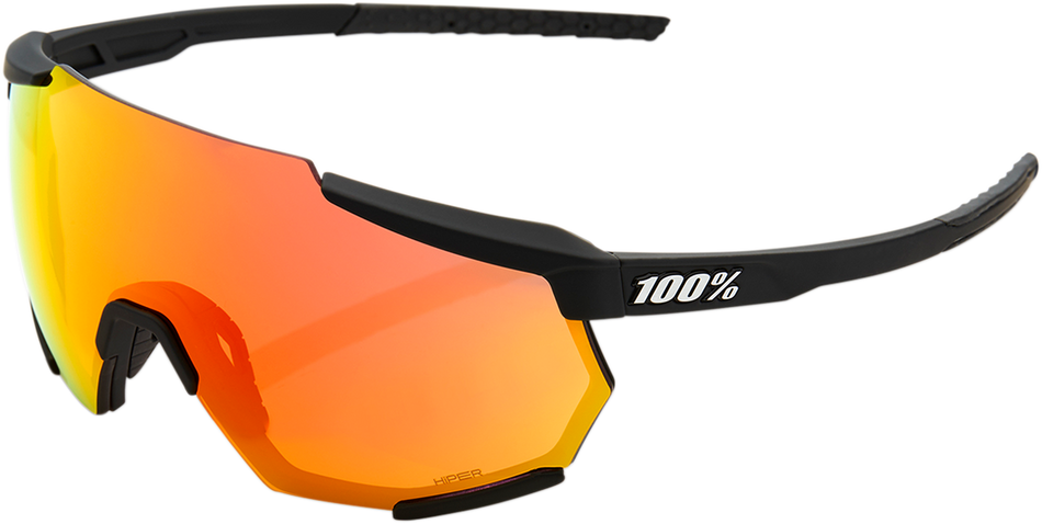 100% Racetrap Sunglasses - Soft Tact Black - Red Mirror Lens 61037-100-43