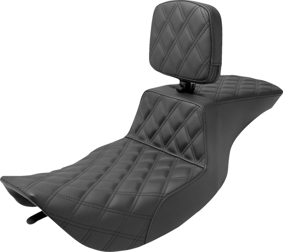 SADDLEMEN Tour Step Up Seat - Rider Backrest - Full Lattice Stitch - FLHR/FLHX '97-'07 897-06-195BR