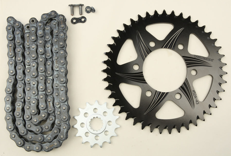 VORTEX Sprocket/Chain Kit Stl/Alu 15/43t Blk Sx3 520-112l Blk CK4212