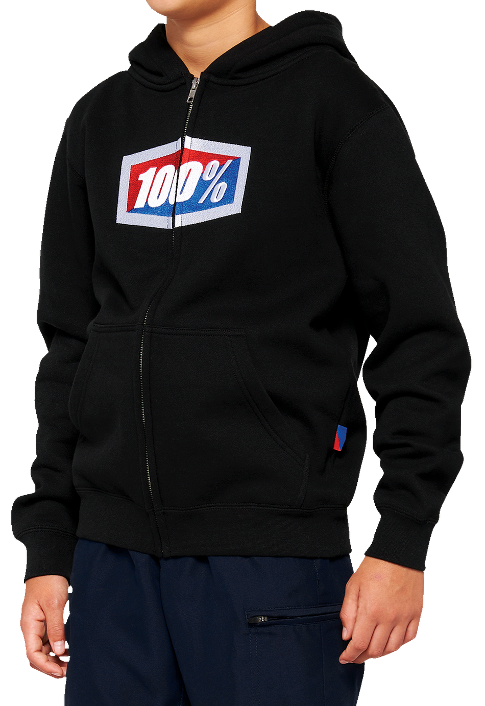 100% Youth Official Zip Hoodie - Black - Large 20033-00002