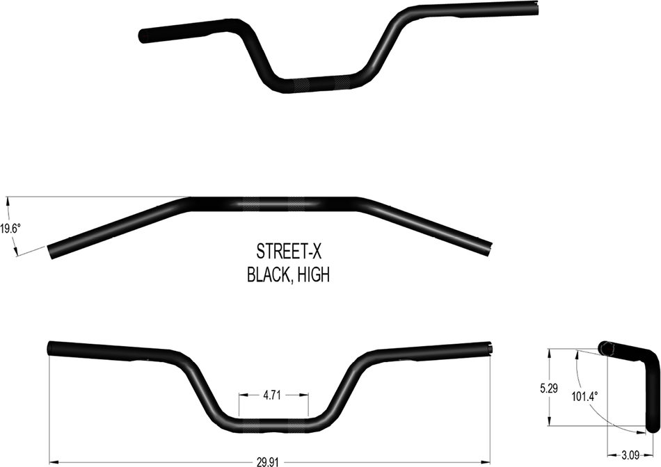 KHROME WERKS Handlebar - High Bend - Black 300903