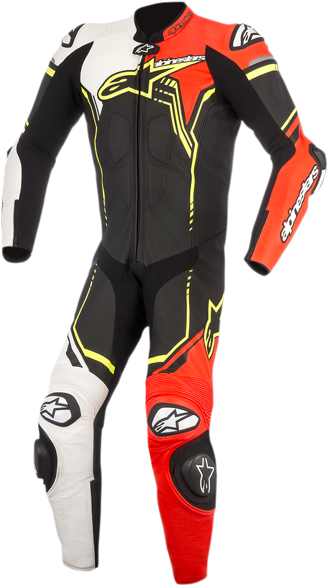 ALPINESTARS GP Plus v2 1-Piece Leather Suit - Black/White/Red Fluorescent/Yellow Fluorescent - US 44 / EU 54 3150518-1236-54