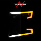 ANZO 19-22 Chevrolet Silverado 1500 LED Proj HL w/Lgt Bar SwBk Seq. Blk w/In. Light - Driver Side ON 111566-L