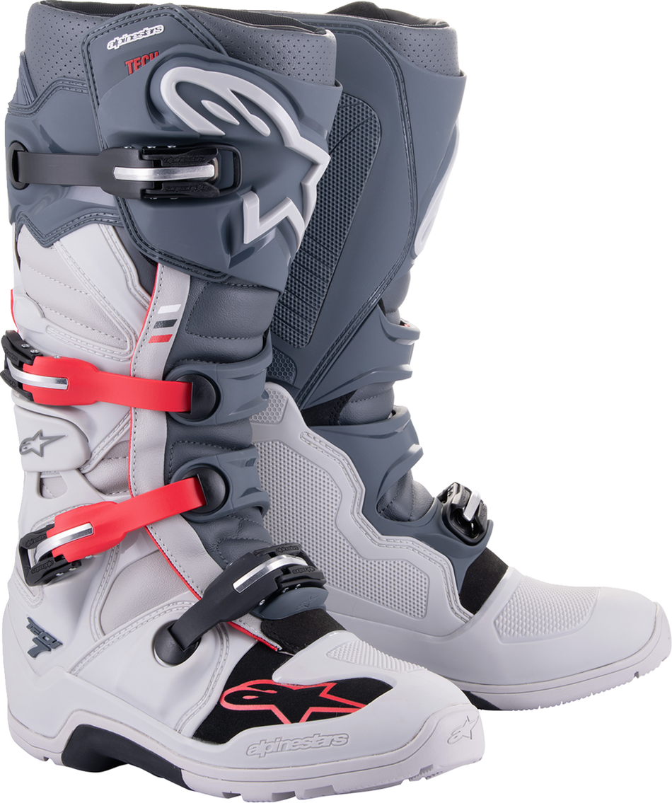 ALPINESTARS Tech 7 Enduro Boots - Gray/Red - US 10 2012114-9204-10