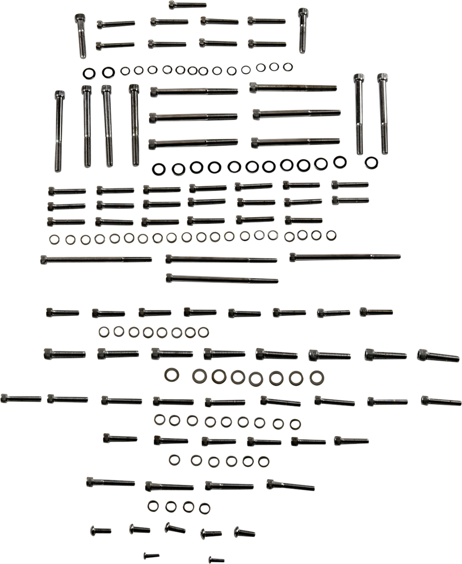 DRAG SPECIALTIES Engine Set Knurled Bolt Kit - Black/Chrome - M8 FITS THRU 2020 ONLY MK775BK