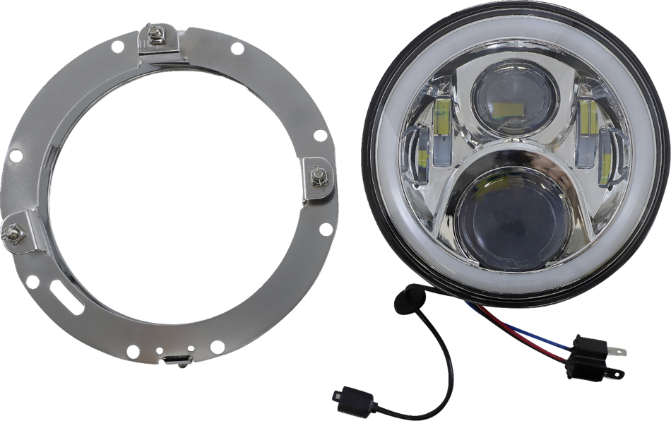 CUSTOM DYNAMICS 7" Headlamp - with Mounting Ring - Chrome PG-7-13-C