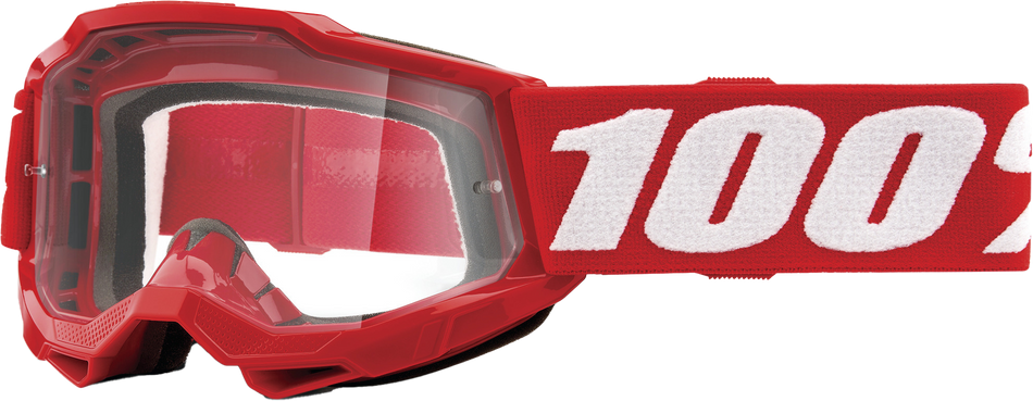 100% Accuri 2 Junior Goggle Neon Red Clear Lens 50024-00002