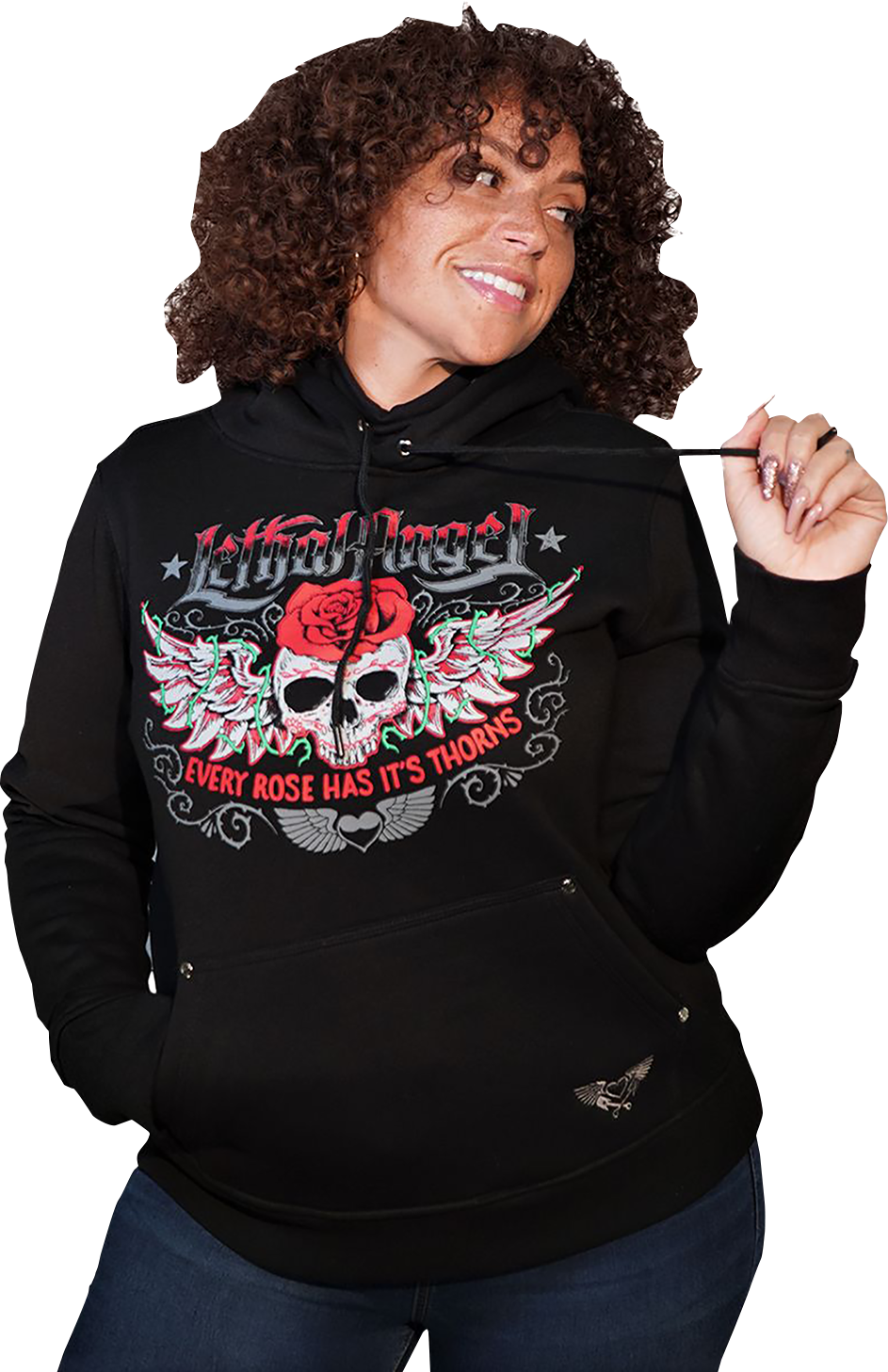 LETHAL THREAT Women's Skulls and Thorns Pullover Hoodie - Black - 1XL HD84071-1X