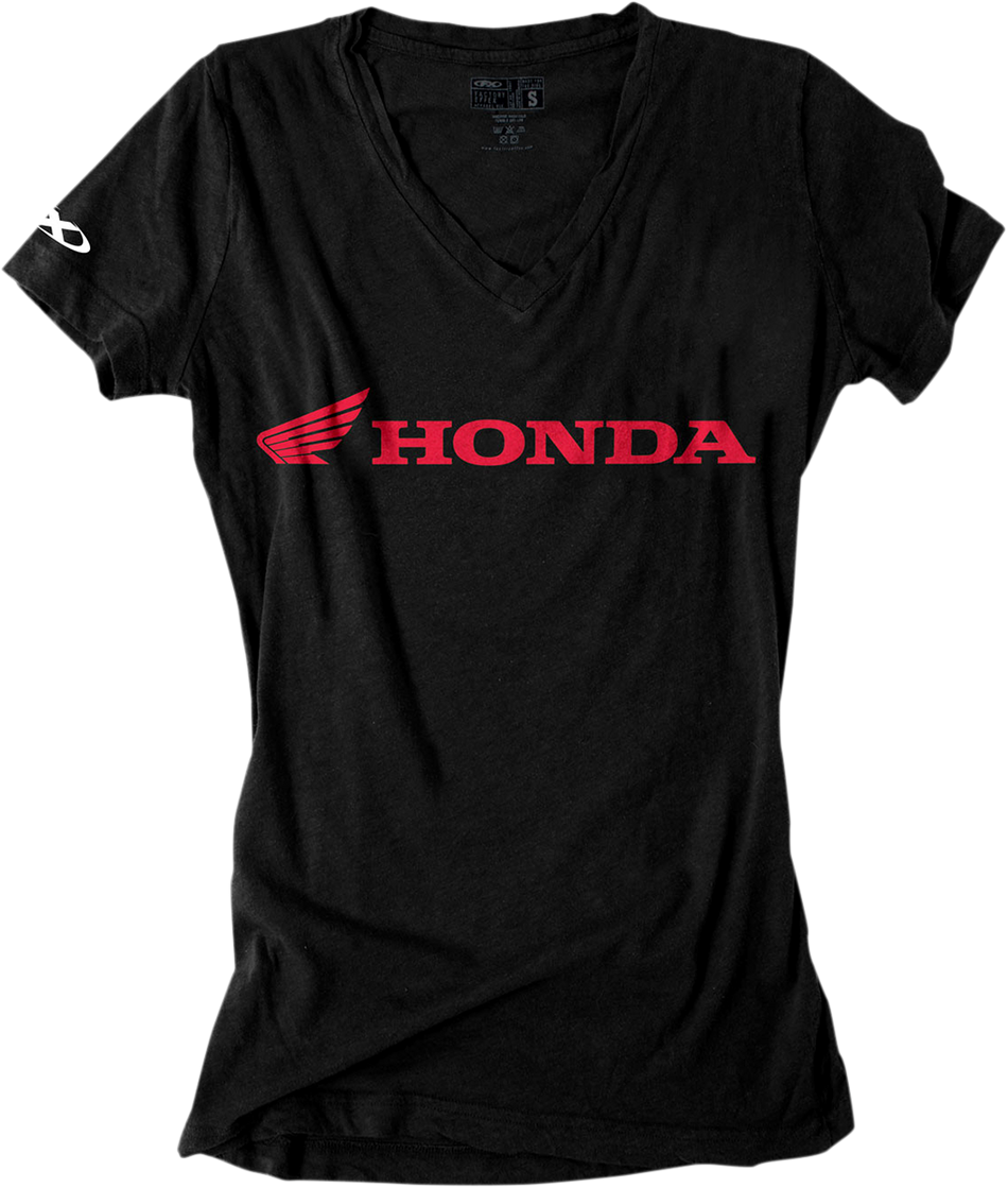 FACTORY EFFEX Honda T-Shirt mit V-Ausschnitt für Damen, Schwarz, Größe L, 16-88344 