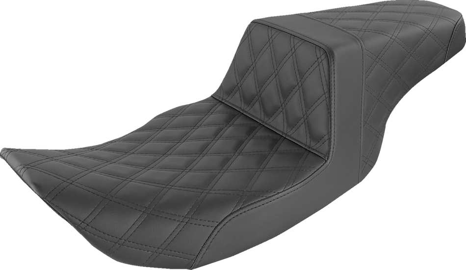 SADDLEMEN Step-Up Seat - Full Lattice Stitch - Black - FLHR/FLHX 897-06-175