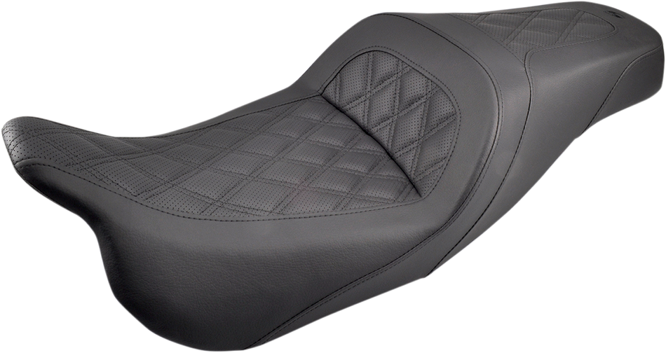 SADDLEMEN Slim Seat - Black - Lattice Stitch - '08-'23 FL 808-07B-162