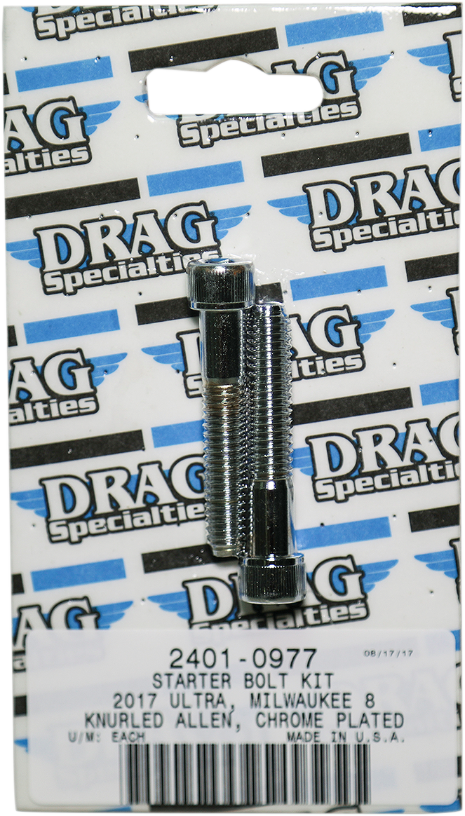 DRAG SPECIALTIES Starter Knurled Bolt Kit - Chrome - M8 MK781