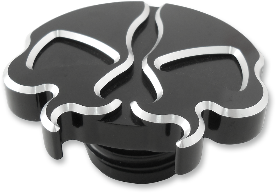 DRAG SPECIALTIES Gas Cap - Non-Vented Split Skull - Black 78049B