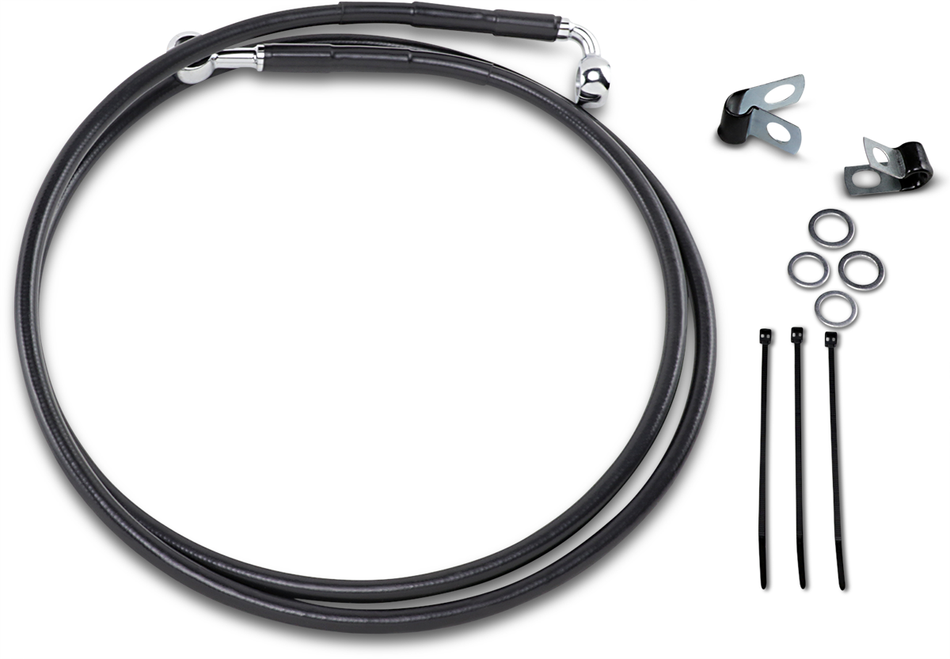 DRAG SPECIALTIES Brake Line - Front - Black - +10" 640115-10BLK