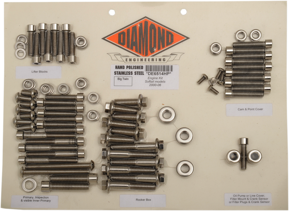 DIAMOND ENGINEERING Bolt Kit - Engine - Softail DE6514H