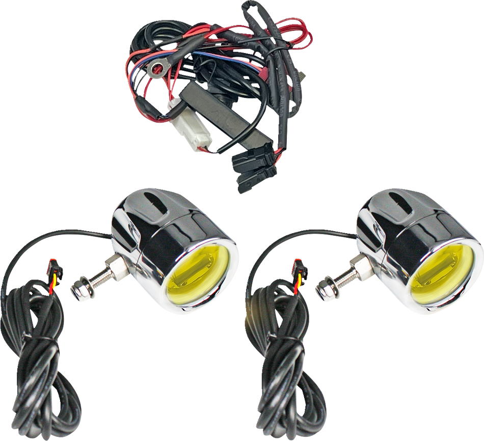 CUSTOM DYNAMICS Fog Light - Chrome - Yellow Lens - Universal PB-FOG-UNV-YC