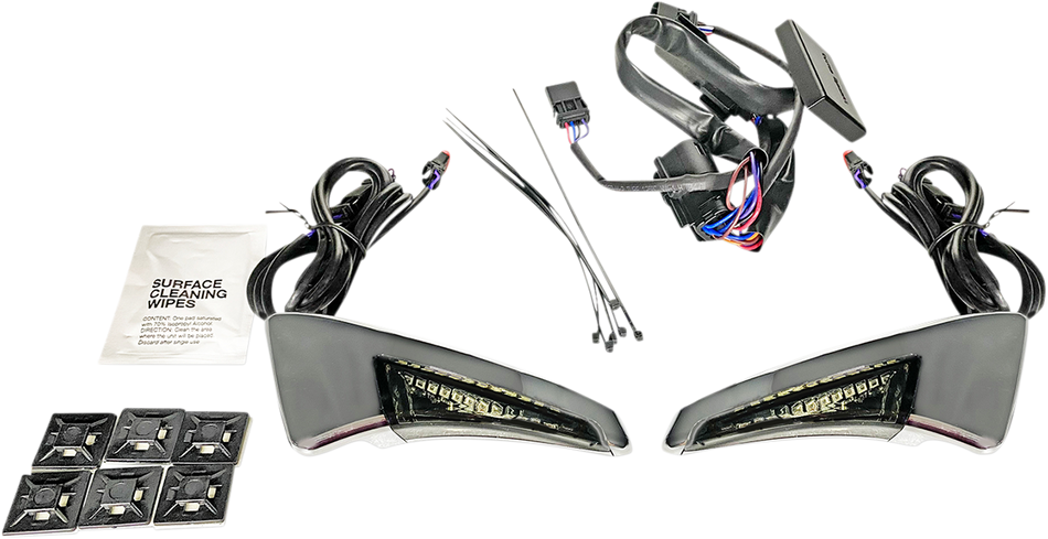 CUSTOM DYNAMICS Sequential Tour Pak Seat Back Rest LED Lights - Chrome/Smoke - FLH CD-TPBR-14-SC