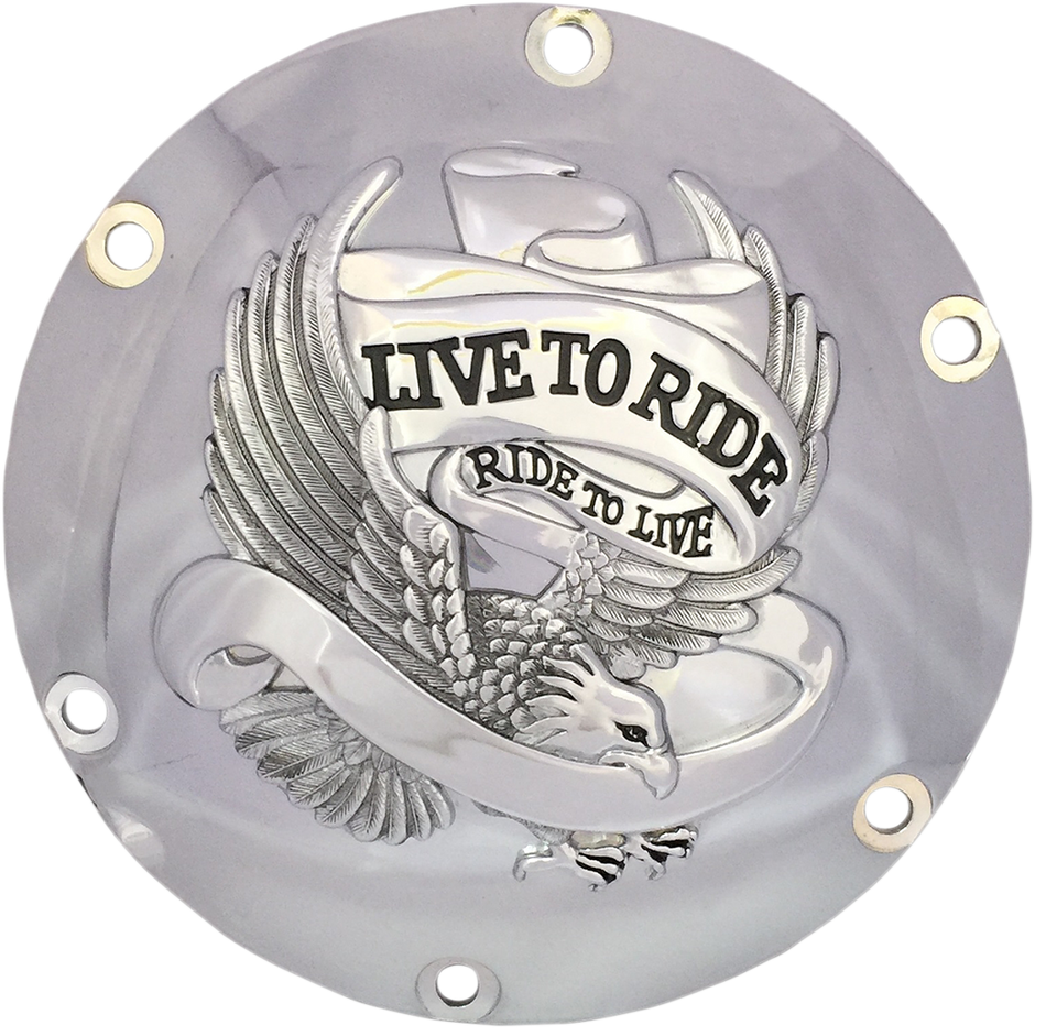 DRAG SPECIALTIES Live to Ride Derby Cover - 6-Hole - Chrome 33-0067CG