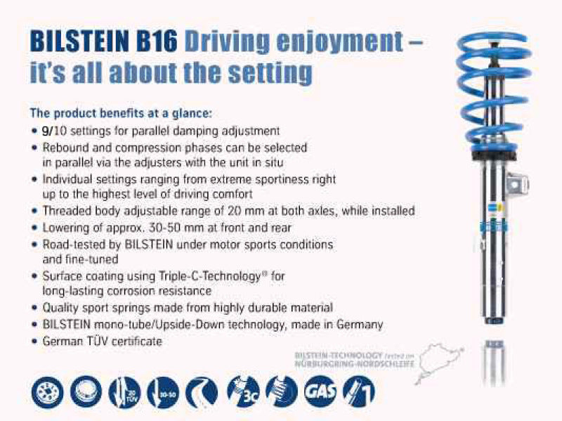 Bilstein B16 (PSS10) 12-15 Chevrolet Camaro Front Rear Performance Suspension System 48-245715