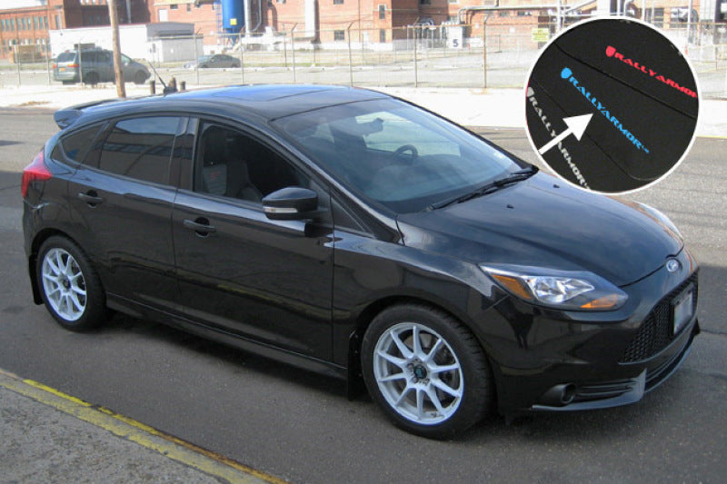 Rally Armor 13+ Ford Focus ST Black Mud Flap w/ Grey Logo MF27-UR-BLK/GRY