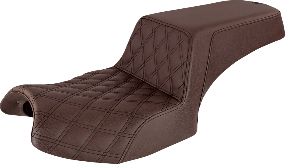 SADDLEMEN Step Up Seat - Front Lattice/Rear Smooth - Brown - Challenger I20-06-172BR