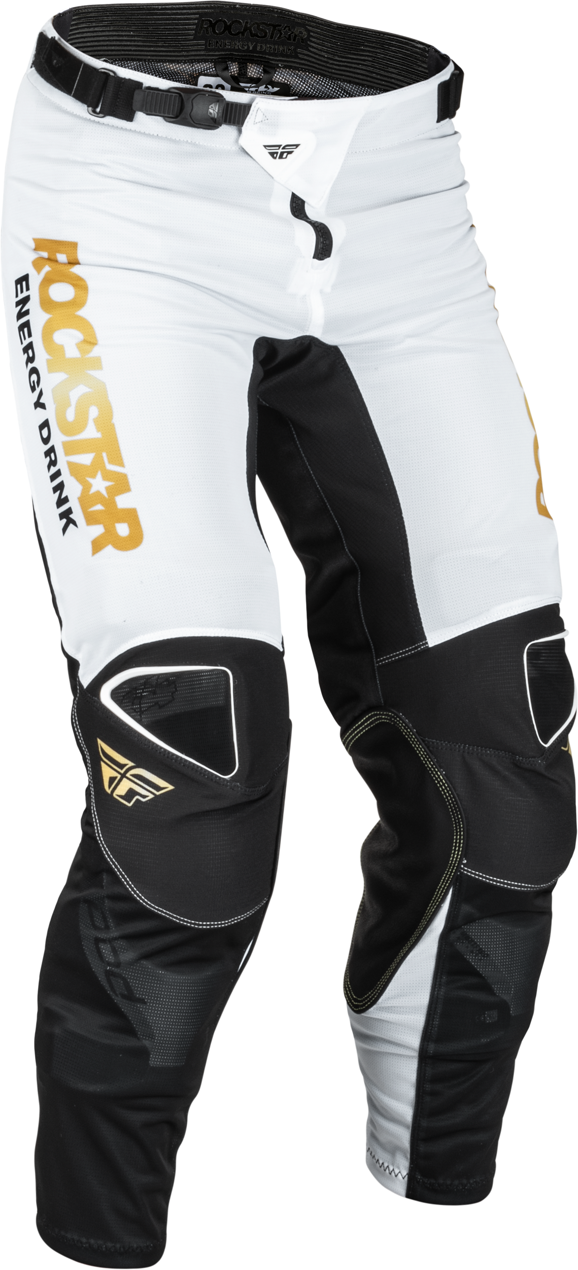 FLY RACING Kinetic Rockstar Mesh Pants White/Black/Gold Sz 32 376-32832