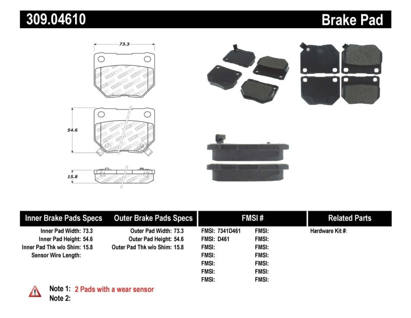 StopTech Performance 06-07 WRX Rear Brake Pads 309.0461