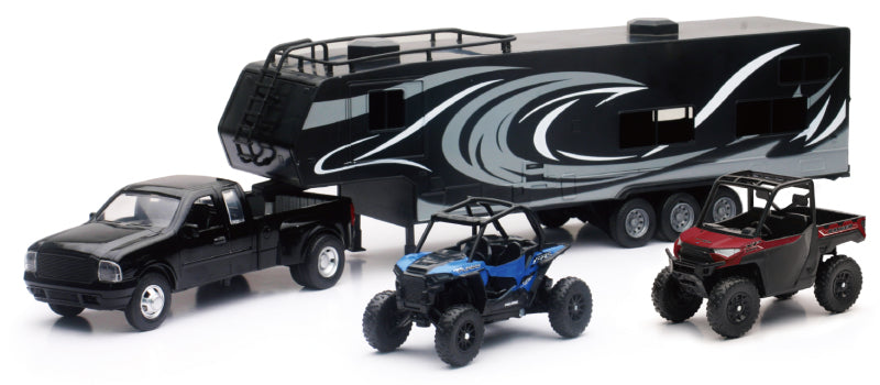 New Ray Toys Pickup Toy Hauler w/Polaris Vehicles (Blue RZR and Red Ranger) 37046