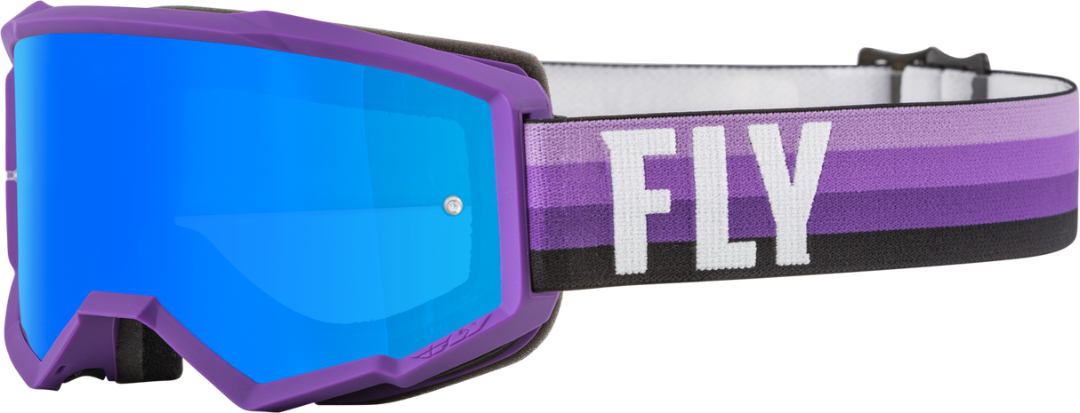 FLY RACING Youth Zone Goggle Purple/Black W/ Sky Blue Mirror/Smoke Lens 37-51717