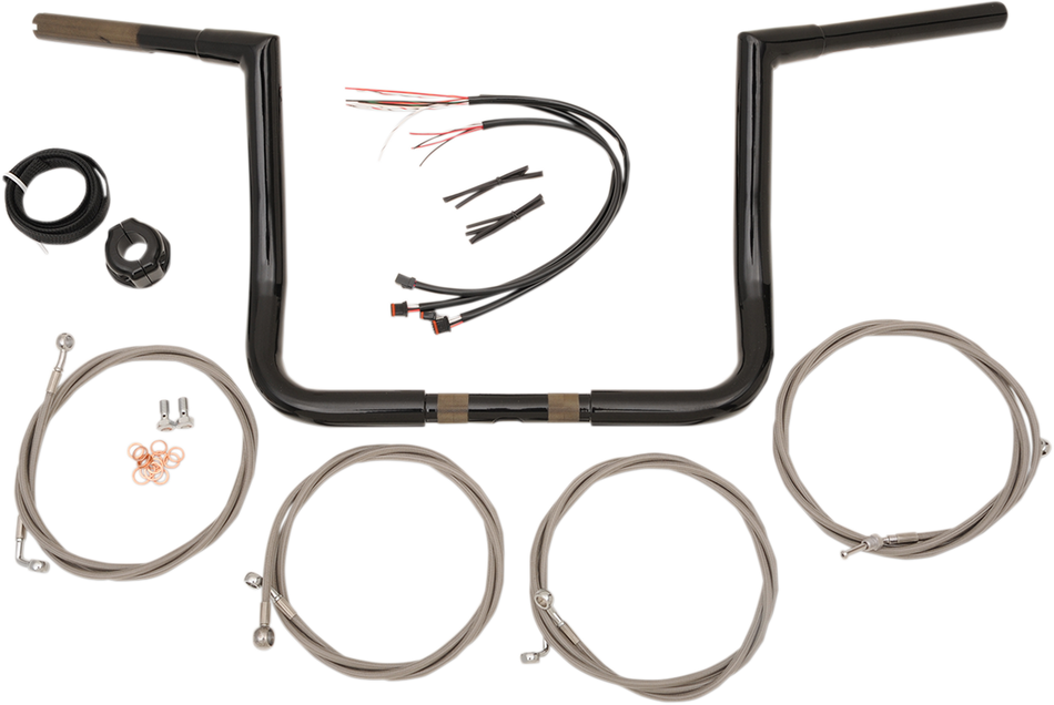 LA CHOPPERS Handlebar and Cable Kit - 14" - Black LA-7361KT3-14B