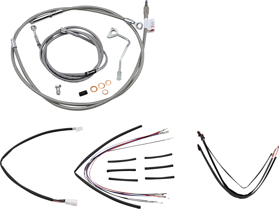 BURLY BRAND Handlebar Cable/Brake Line Kit - Complete - 16" Ape Hanger Handlebars - Stainless Steel B30-1159