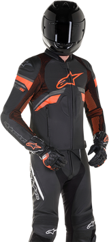 Chaqueta de cuero ALPINESTARS GP Plus R v3 Rideknit - Negro/Rojo Fluo - US 44 / EU 54 3100321-1030-54 