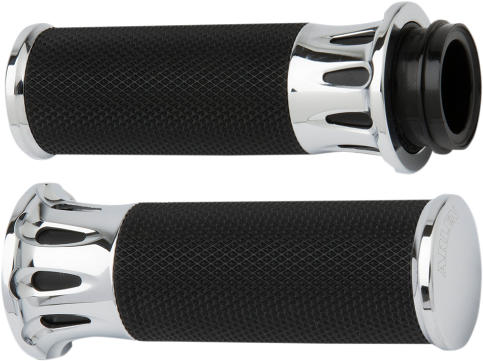 ARLEN NESS Grips - Deep Cut - TBW - Chrome 07-318