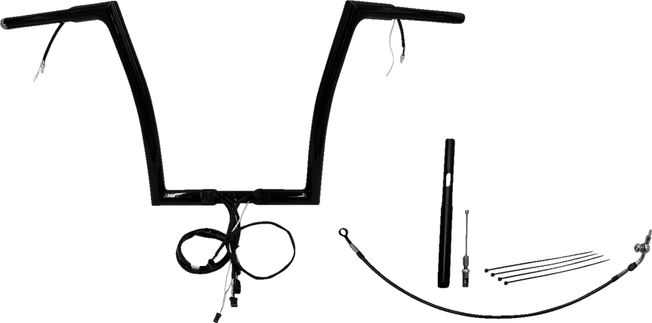 FAT BAGGERS INC. Handlebar Kit - Flat Top - 14" - Black 712914-B