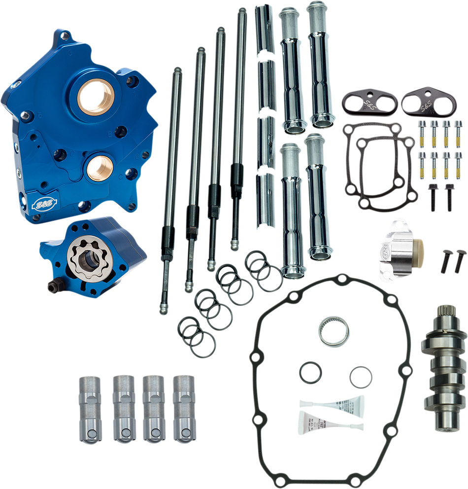 S&S CYCLE Cam Chest Kit with Plate M8 - Chain Drive - Oil Cooled - 475 Cam - Chrome Pushrods 310-1004B