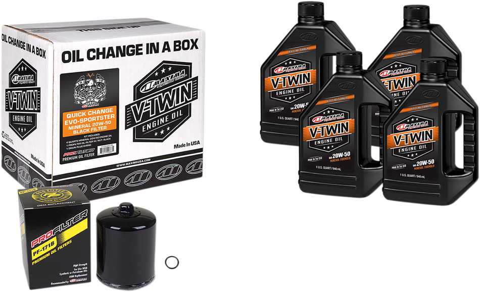 MAXIMA RACING OIL Evo/XL Quick Oil Change Kit - Black Filter 90-069014PB