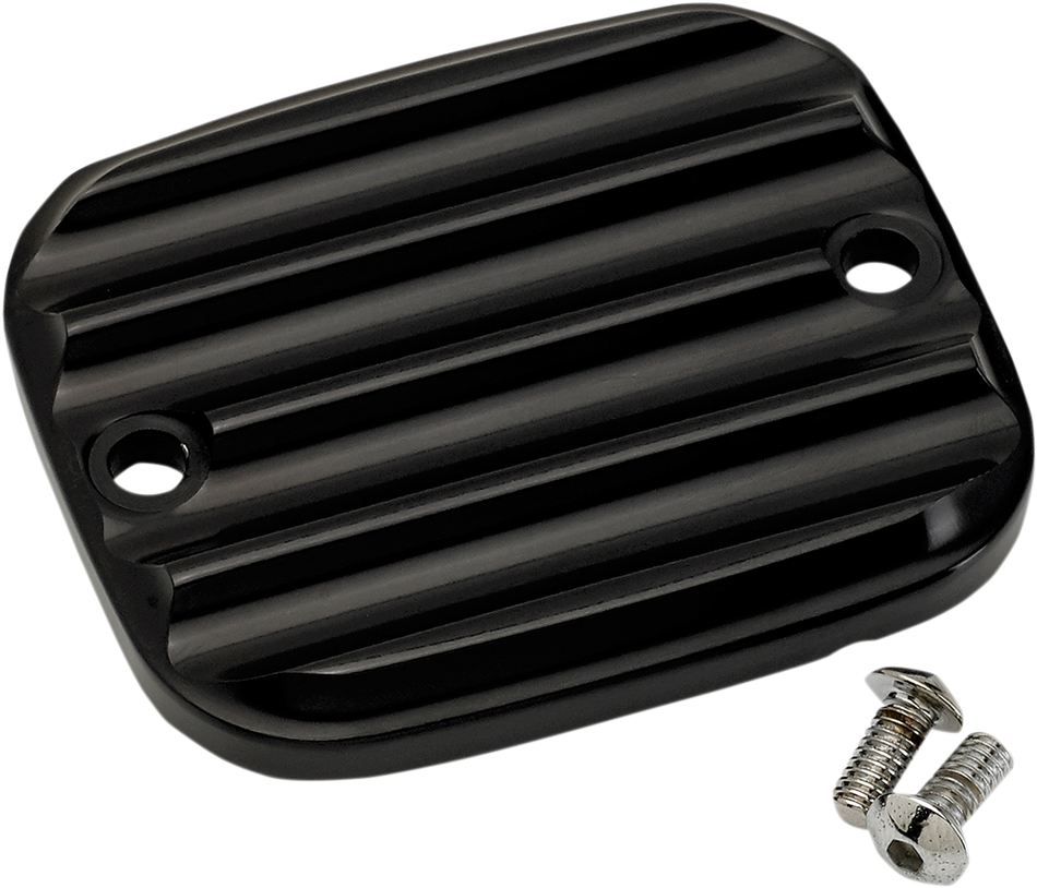 JOKER MACHINE Master Cylinder Cover - Brake - Front - Finned - Black 951019-1