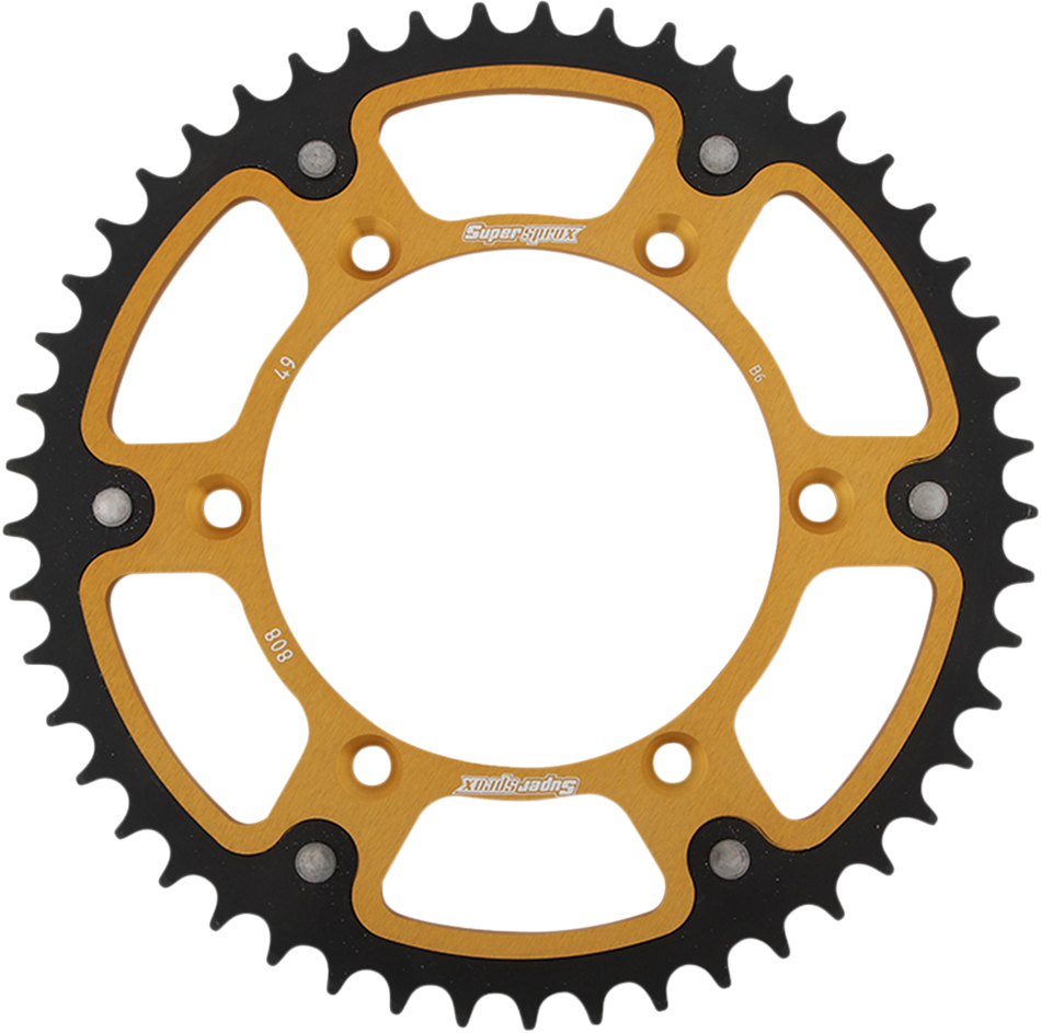 SUPERSPROX Stealth Rear Sprocket - 49 Tooth - Gold - Kawasaki/Suzuki RST-808-49-GLD