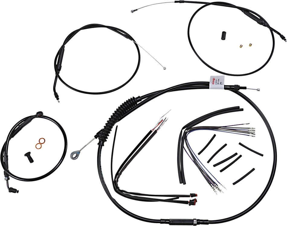 BURLY BRAND Handlebar Cable and Brake Line Kit - Extended - Sportsters - 12" T-Bar Handlebars - ABS B30-1268