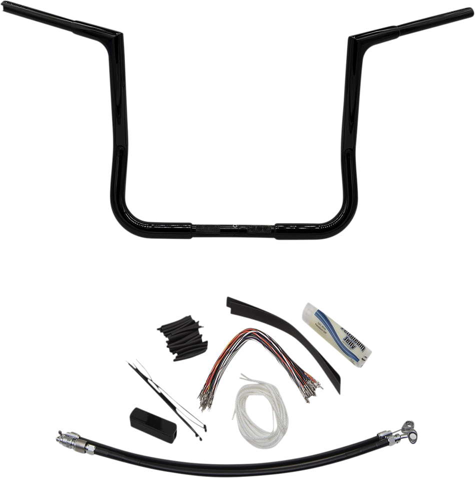 FAT BAGGERS INC. Handlebar Kit - Flat Top - 14" - Black 709114-B