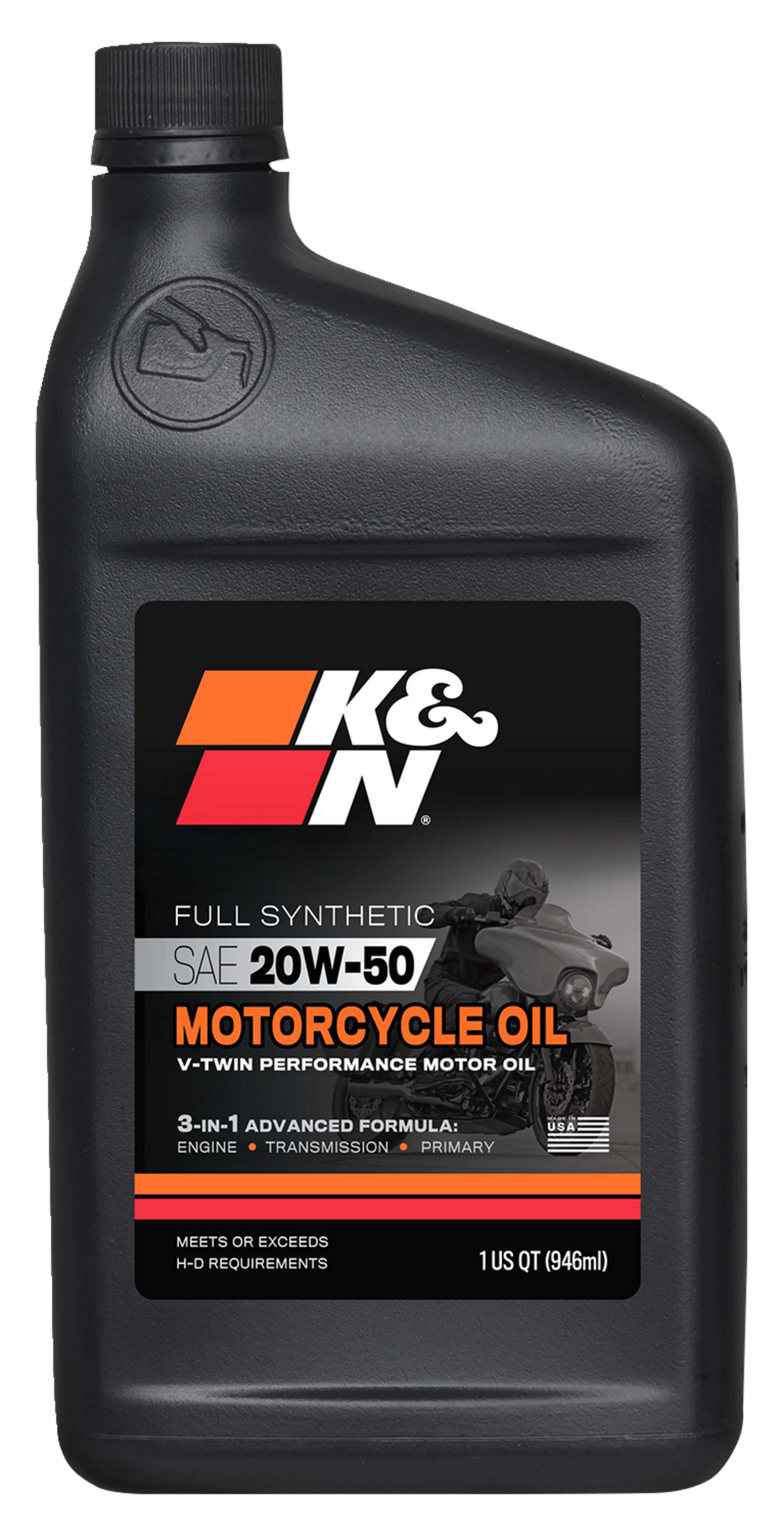 Aceite de motor sintético K &amp; N - 20W50 - 1 cuarto de galón estadounidense 108063