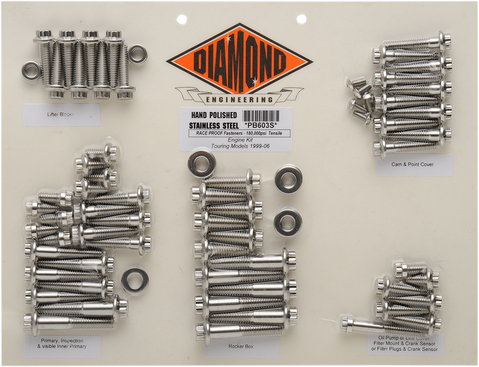 DIAMOND ENGINEERING Bolt Kit - Motor - FLT PB603S