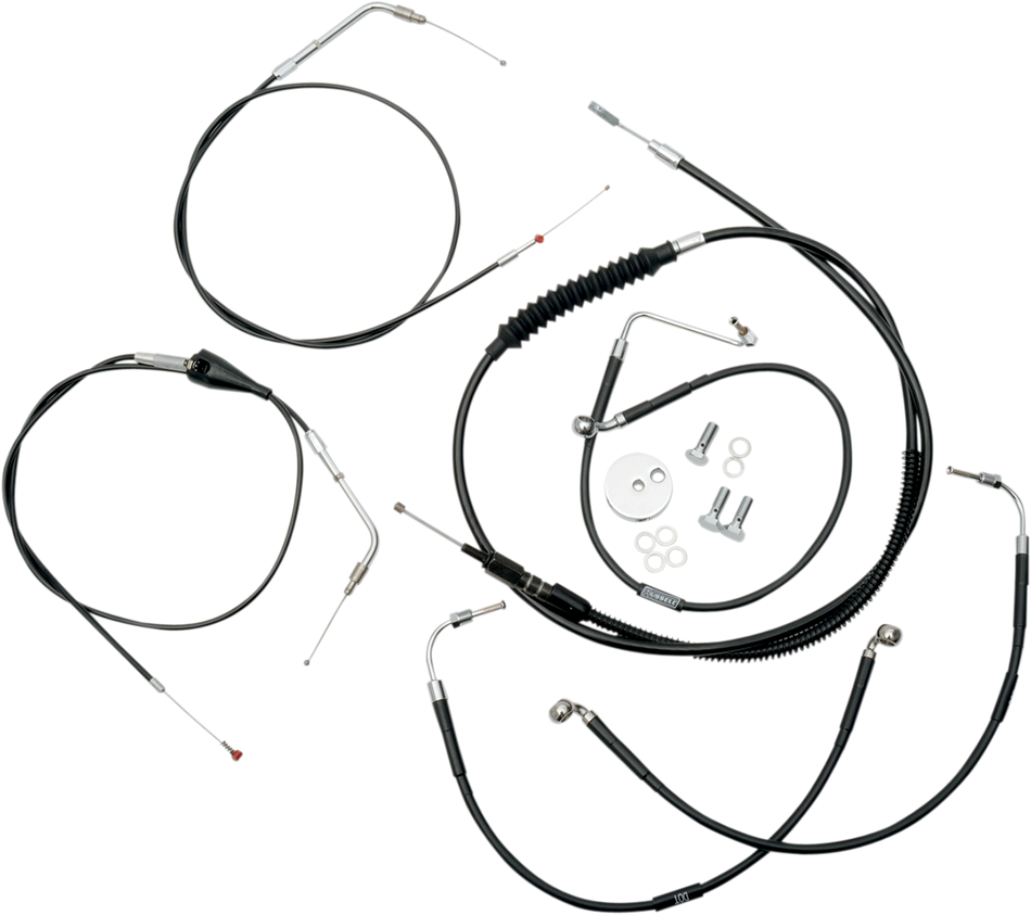 LA CHOPPERS Handlebar Cable/Brake Line Kit - 18" - 20" Ape Hanger Handlebars - Black Vinyl LA-8006KT-19B