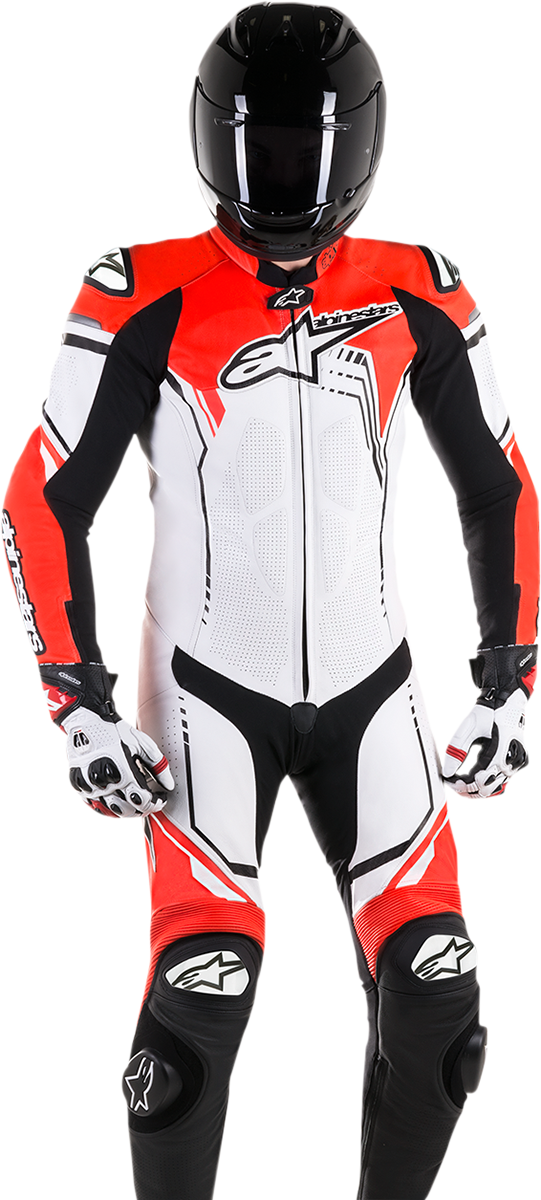 ALPINESTARS GP Plus v2 1-Piece Leather Suit - White/Black/Red Fluorescent - US 46 / EU 56 3150518-233-56