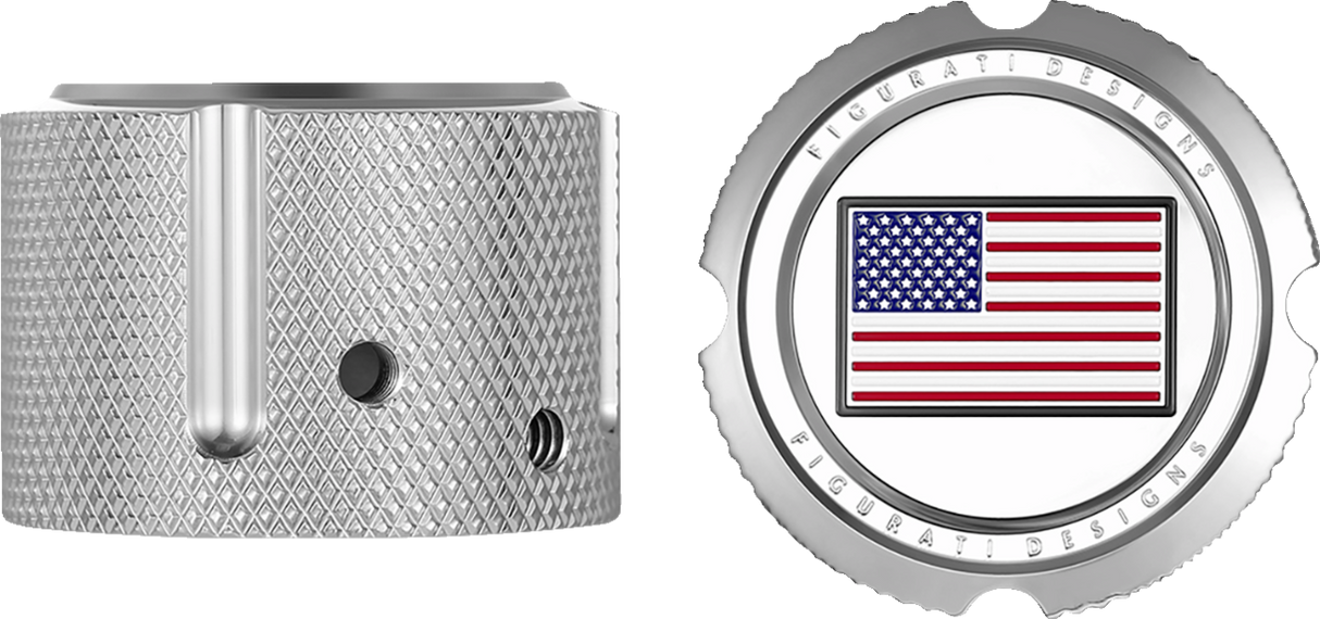 FIGURATI DESIGNS Front Axle Nut Cover - Stainless Steel - Red/White/Blue Flag - Reversed FD20-FAC-SS