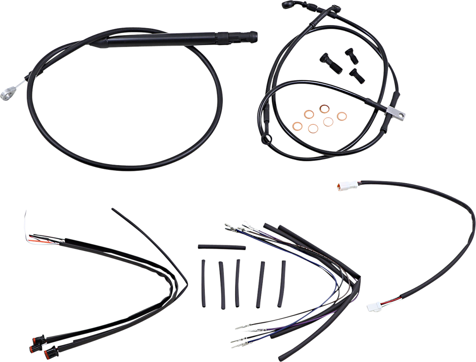 BURLY BRAND Cable Kit - Jail Bar - 14" Handlebars - Black Vinyl B30-1265