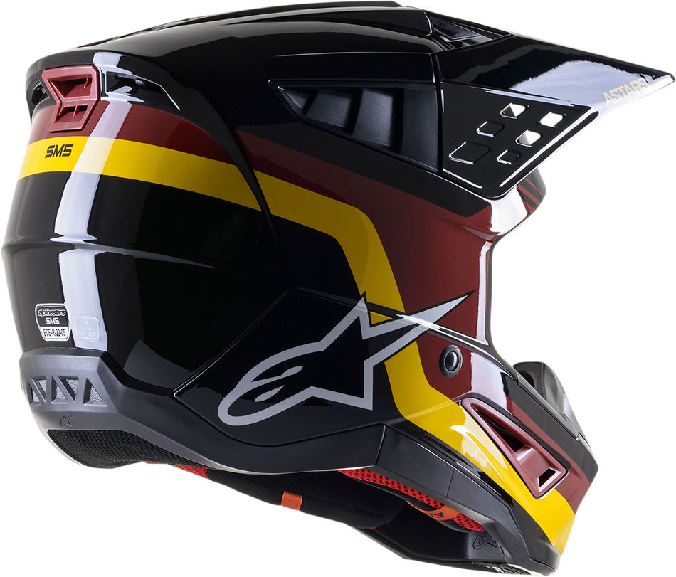 ALPINESTARS SM5 Helmet - Venture - Black/Bordeaux/Yellow/Glossy - Medium 8305122-1358-MD