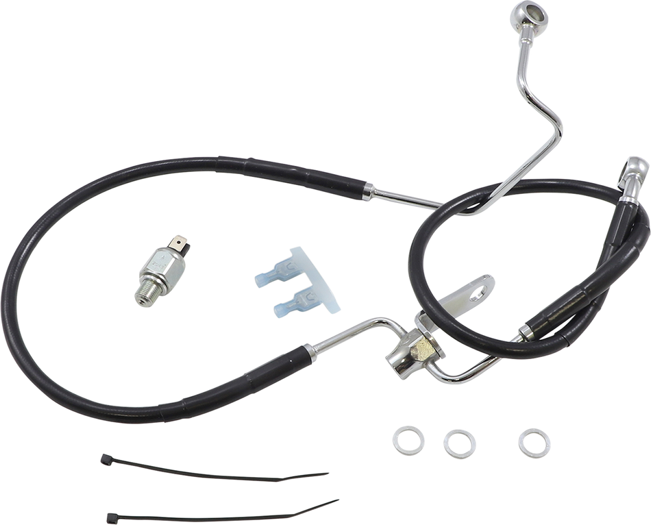 DRAG SPECIALTIES Brake Line - Rear - Black - +3" ABS 623225-3BLK