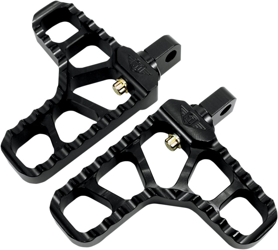 JOKER MACHINE Adjustable Serrated Footpegs - With Heel - Black 08-62-1B